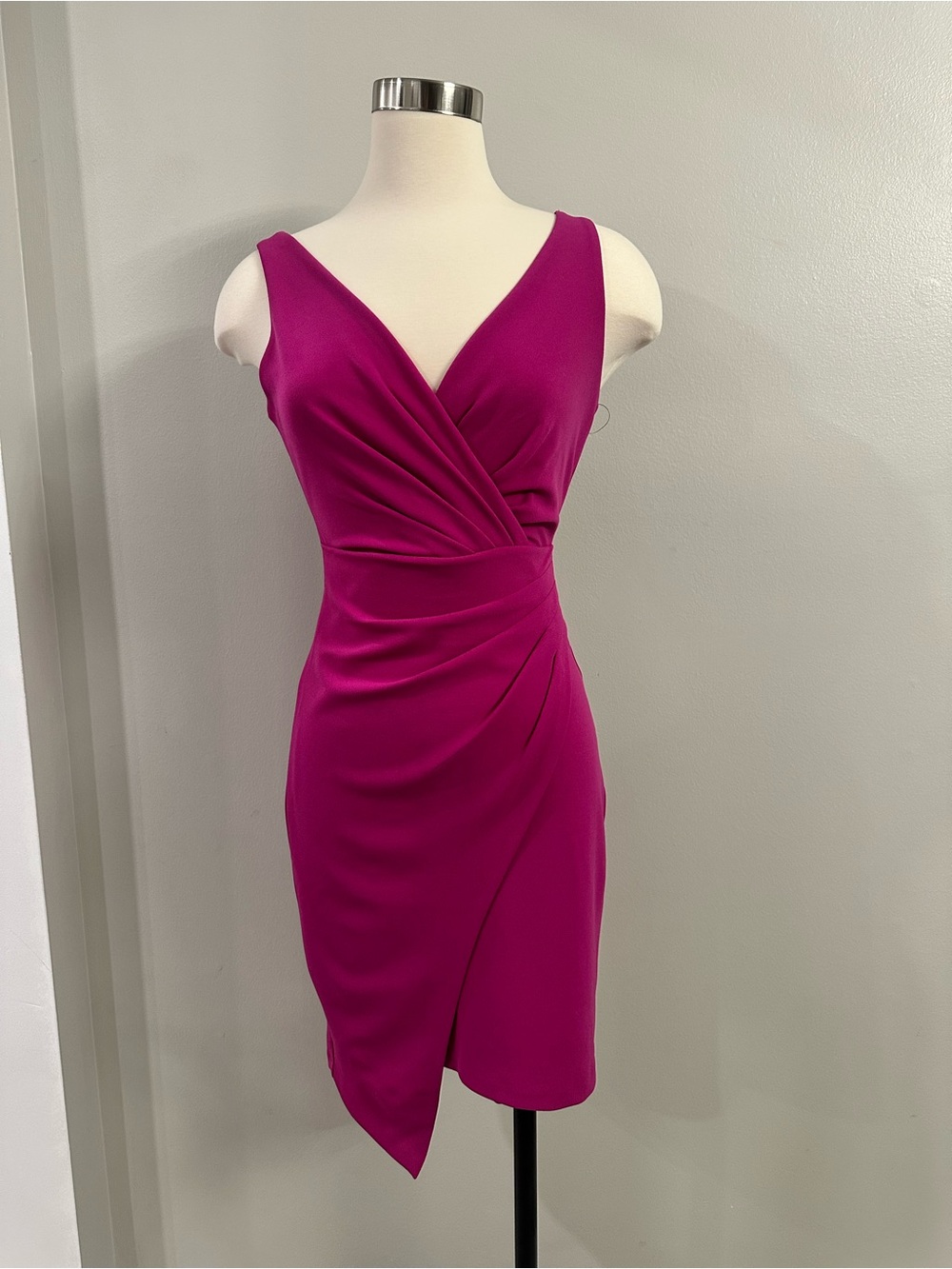 Guess Fuchsia Sleeveless Wrap Sheath Dress